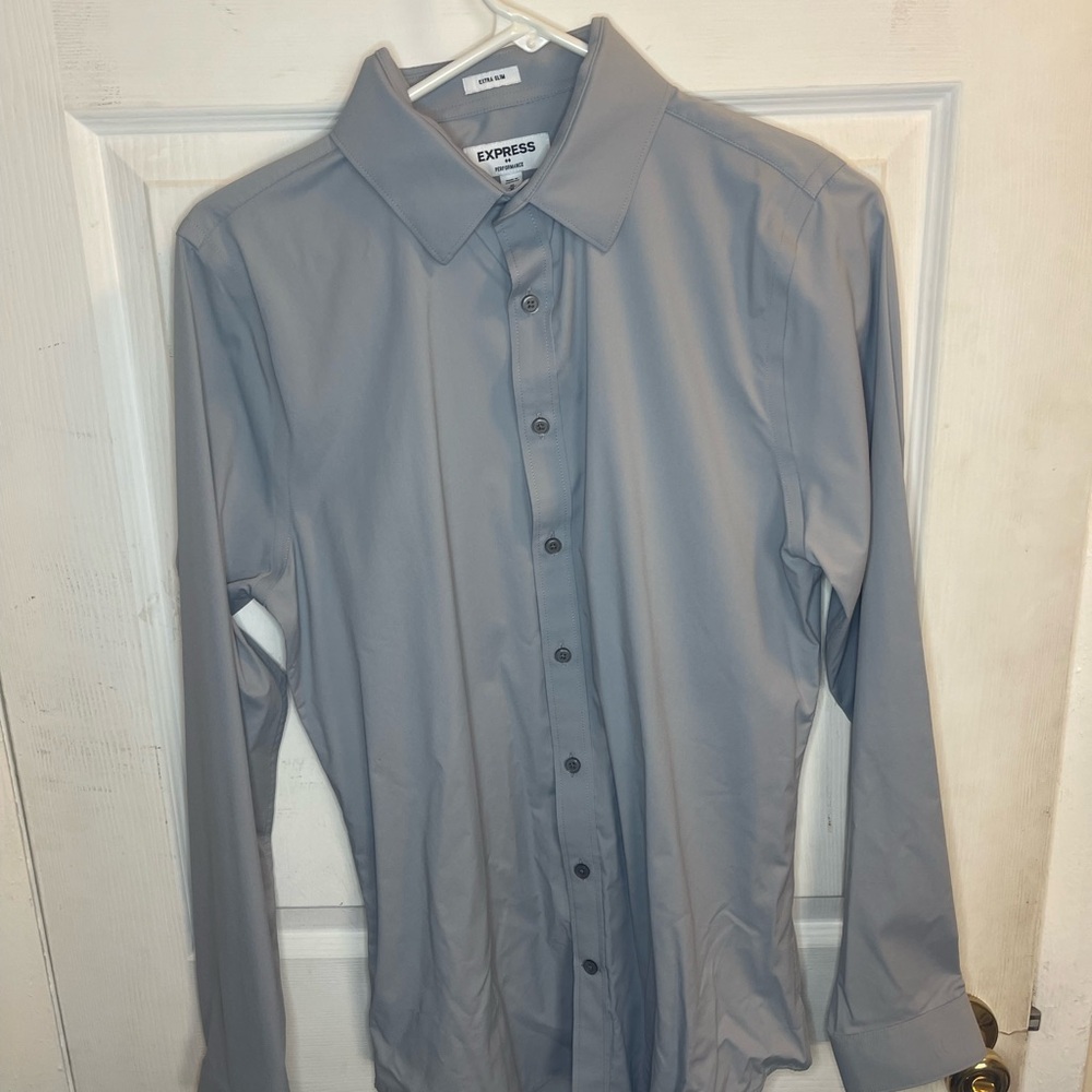 Express Gray Button-Up Shirt